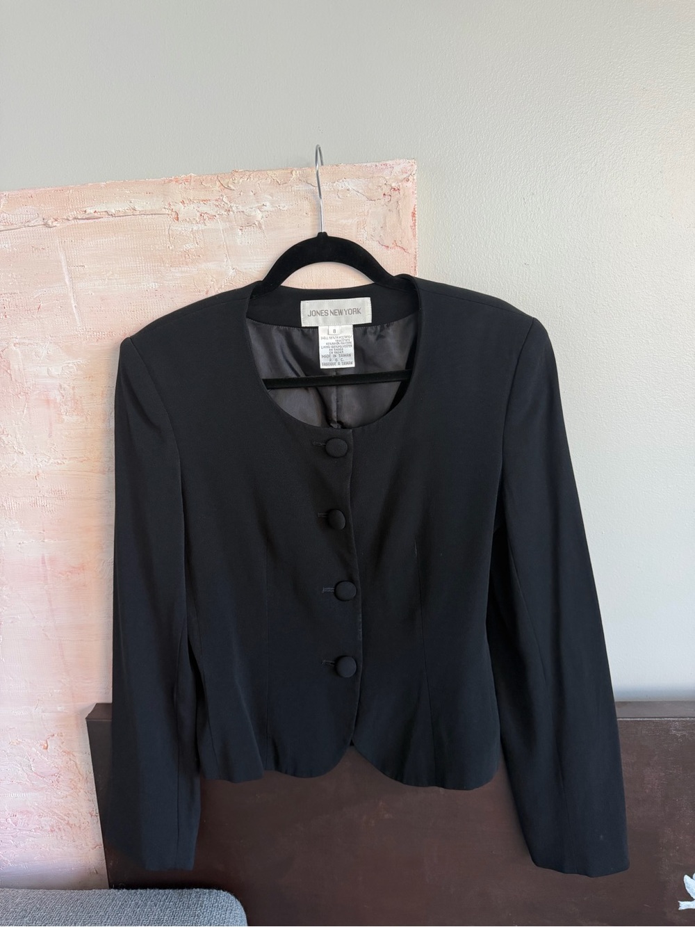 Jones New York Black Women's Round-Neck Cropped Blazer